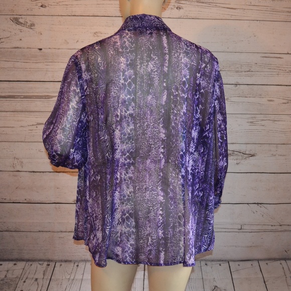 Additions by Chicos Animal Print Sheer Button 2 - Picture 2 of 2